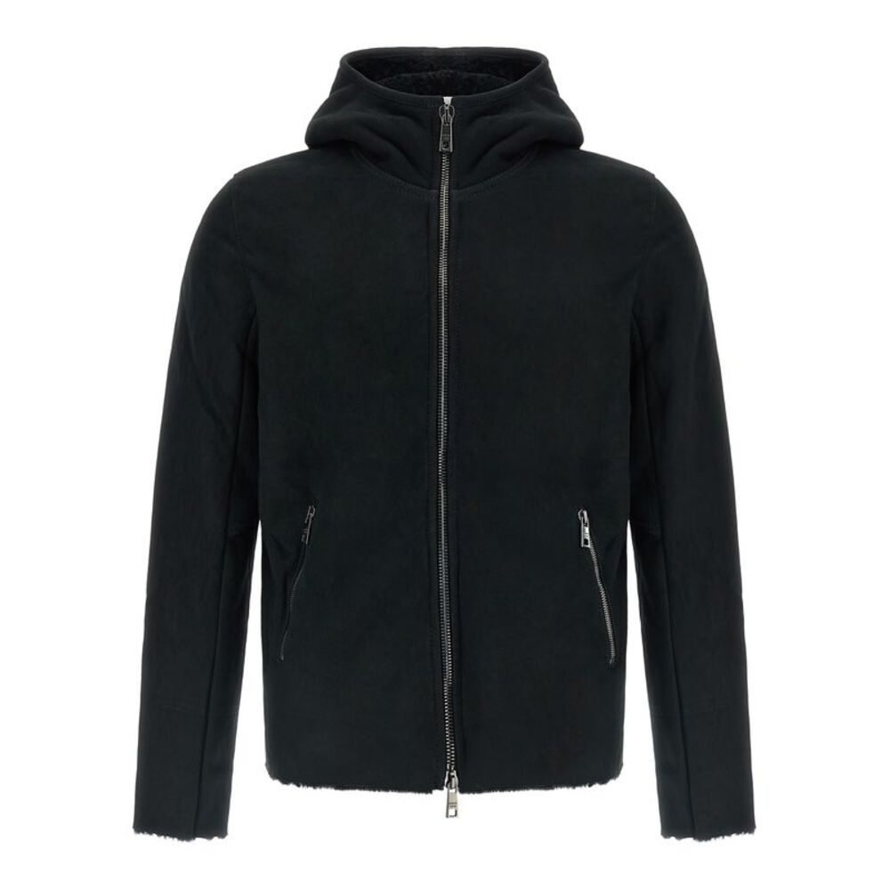 GIORGIO BRATO Black Lamb Leather Men's Sweatshirt